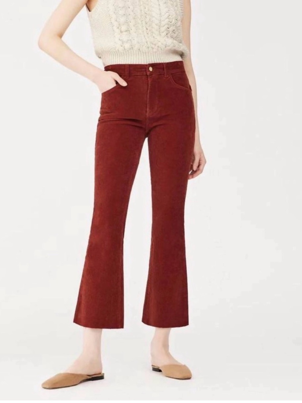 DL1961 Bridget Boot High Rise Corduroy Crop Pants Size 28 Paprika
